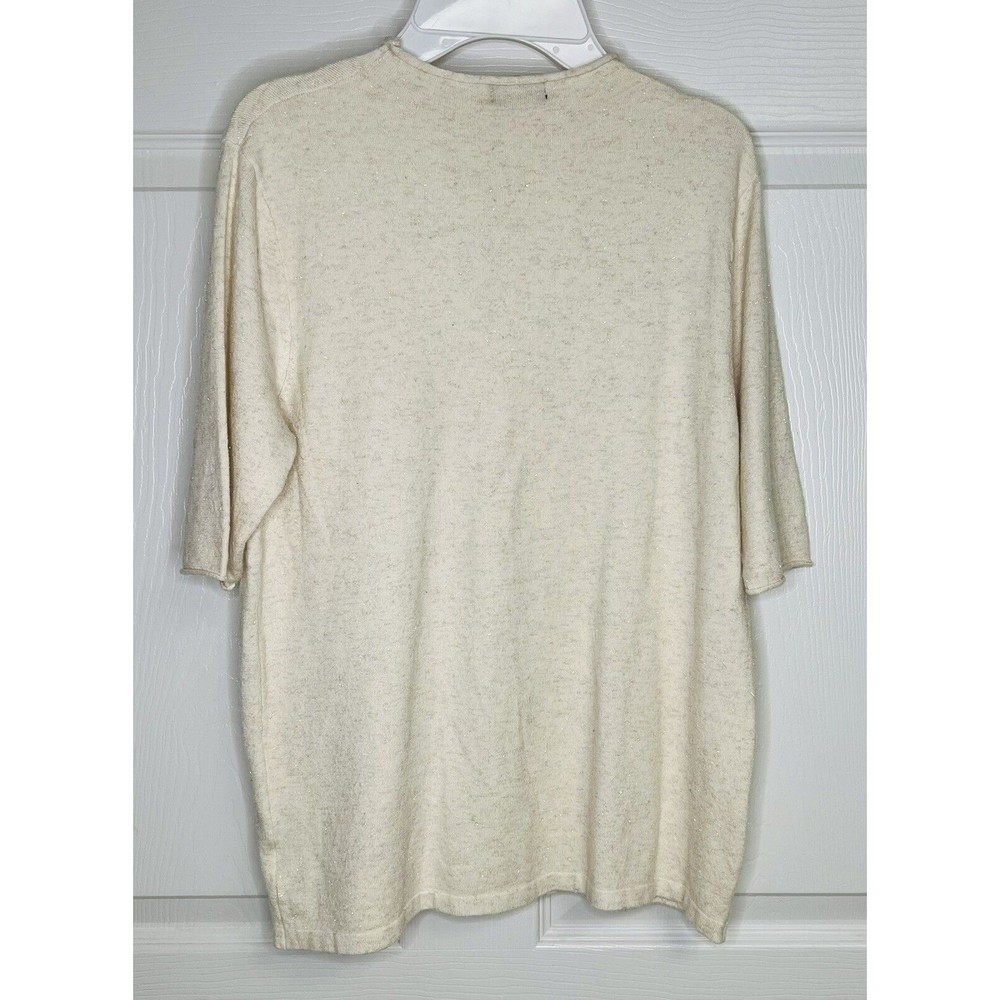 Cala Cream Gold Sparkles 3/4 Sleeve Top Size Small S ? Check Measurements - Picture 2 of 7